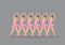 Group of Ballet Dancers En Pointe in Pink Vector Illustration