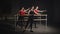 Group ballet training in a dance studio.