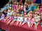 Group of `Barbie` dolls at a vintage market