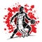 Group of Basketball players action cartoon graphic vector