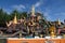 Group of beautiful statues of Buddha images, angels and Nagas at Wat Don Khanak Temple.