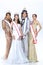 Group of Beauty Pageant in formal dress, evening gown, wedding b
