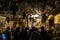 A group of believers holds a joint prayer in the Christmas Cave in the Church of Nativity in Bethlehem in Palestine