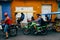 A group of bikes crowed the streets of Trinidad, Cuba.