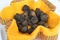 Group of black truffles in italian market