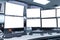 Group of blank monitors and screen on security desk or control room for monitor process or stock data trading