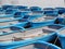 Group of blue rowboat at river