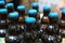 Group bottles of craft beer wuth blue caps