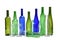 Group of bottles and jars on white background