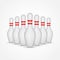 Group of bowling pins on white background