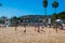 Group of boys playing volley ball on the beach