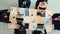 Group business people handshake at meeting table