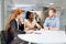 Group of business people sitting at desk