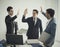 Group of businessman hands high five meeting greeting