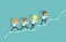 Group Businessman running grow up graph.Business young cartoon o