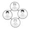 Group of businessmen avatar profile picture in round icon black and white