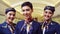 Group of cabin crew or air hostess in airplane