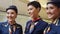 Group of cabin crew or air hostess in airplane
