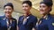 Group of cabin crew or air hostess in airplane