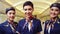 Group of cabin crew or air hostess in airplane