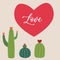 Group of cactus with heart