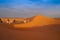 A group of camel trip on the Sahara desert