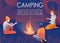 Group Camping in Forest at Night Invitation Poster