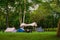 Group of camping tents diverse types of tourism in the natural