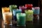 a group of candles, each in its own unique glass, with a mix of fragrances and colors