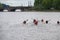 group of canoeists breaks out for a trip on the water