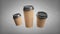 Group of cardbox coffee cup with connection 3d rendering