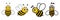 Group cartoon happy bees icon illustration