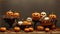 A Group Of Carved Pumpkins Sitting On Top Of A Table. Generative AI