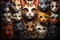 a group of cats with different colored eyes on a black background