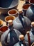 A group of ceramic traditional handmade ceramics cups.