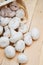 Group Champignons on a wooden table