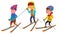 Group Of Character Standing Children Skier Vector