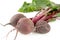 Group of chard with three beetroots on white background