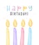 group of cheerful birthday candles Happy birthday watercolor hand painting illustration for greeting card idea
