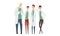 Group of Cheerful Male Doctors or Medical Students Set, Practicing Interns Standing Together Cartoon Style Vector