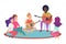Group of cheerful young friends playing guitars and singing songs while spending time together in weekend cartoon vector