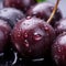 a group of cherries with water droplets on them