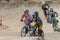 Group of children bike racers