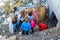 Group of children explore abandoned building