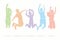 Group of children jumping, Happy Feel good cartoon graphic