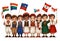 a group of children with national flags and traditional costumes from all arround the world