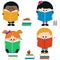 Group of children reading books. Vector illustration