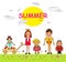 Group of children- summer boys and girls. Children summer vacati