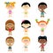 Group of children in swimsuits. Vector illustration