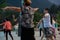 A group of Chinese women dancing in the evening